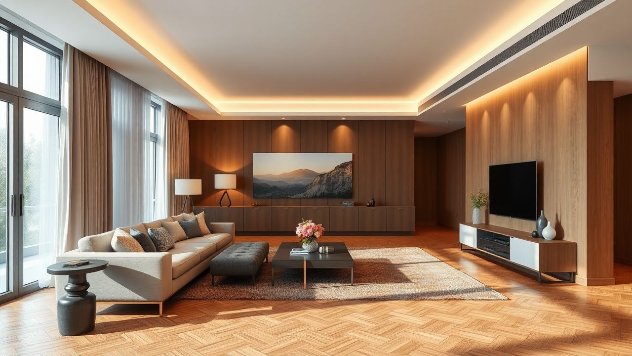 Дизайн интерьера квартиры в Тбилиси — современная гостиная с дорогой мебелью