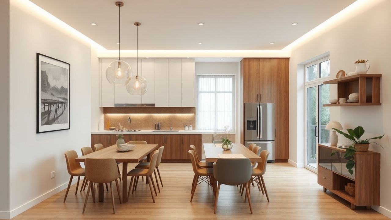 Спальня в частном доме — скошенный потолок, деревянные балки, панорамное окно